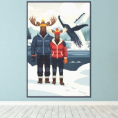 Alaskan whale watching photobomb canvas afdruk (Insitu (Houten vloer))