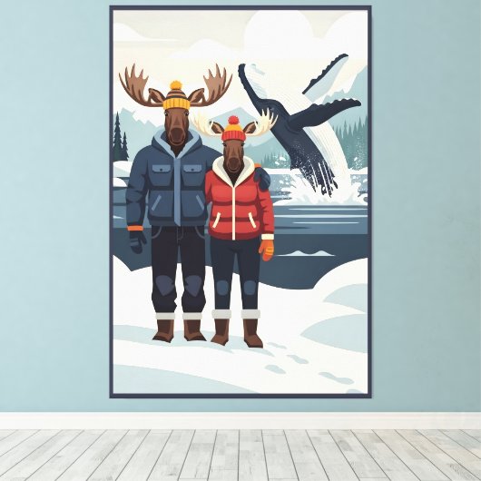 Alaskan whale watching photobomb canvas afdruk (Insitu (Houten vloer))