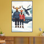 Alaskan whale watching photobomb canvas afdruk (Insitu (Woonkamer))