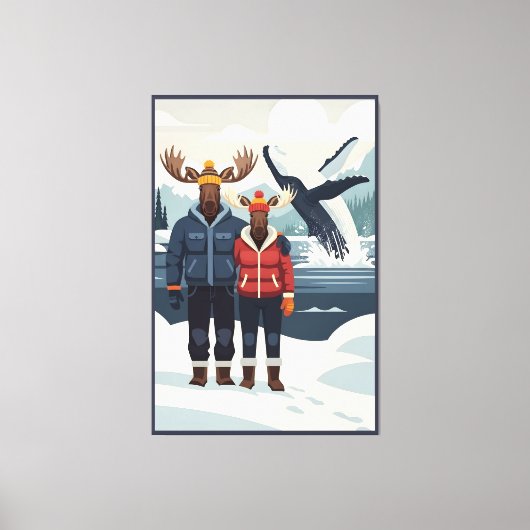 Alaskan whale watching photobomb canvas afdruk (Voorkant)