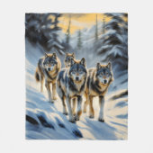Alaskan Wild Wolf Pack Fleece Deken (Voorkant)