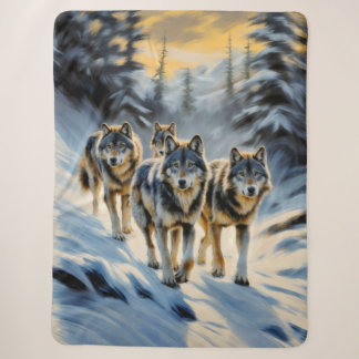 Alaskan Wild Wolf Pack Sherpa Deken