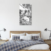 Alaskan Woman Making Snowschoenen Foto Canvas Afdruk (Insitu (Slaapkamer))