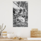 Alaskan Woman Making Snowschoenen Foto Poster (Keuken)