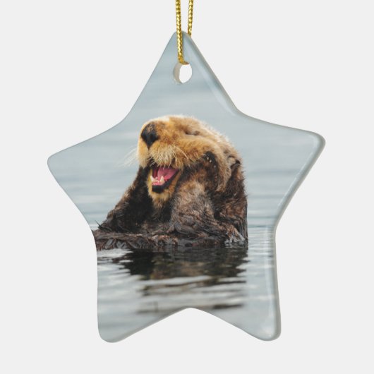 Alaskan Zee Otter Keramisch Ornament (Links)