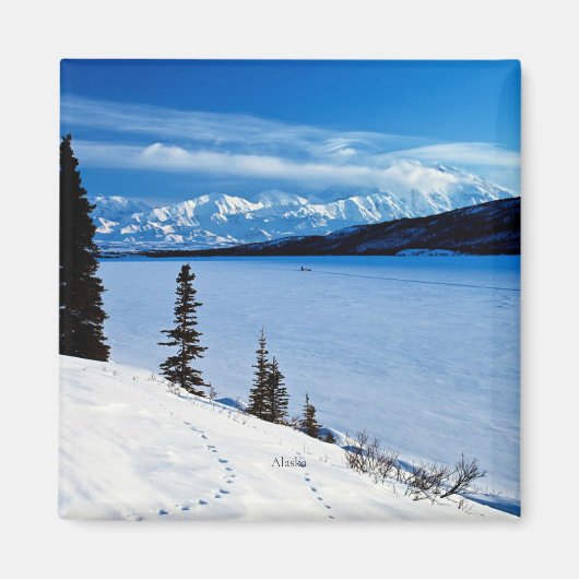 Alaskanlandschap, met opschrift, magneet (Voorkant)