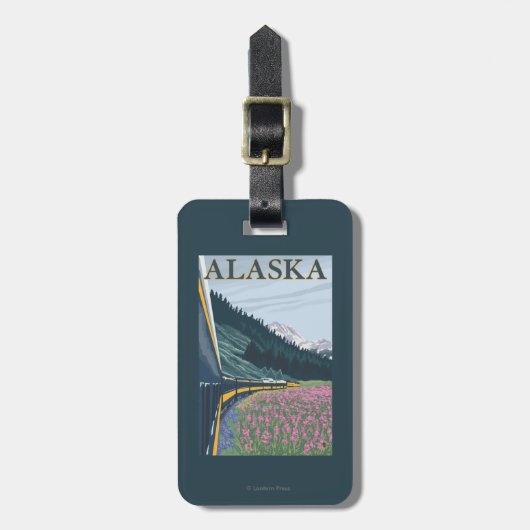 AlaskaRailroad en Fireweed Vintage Travel Bagagelabel (Voorkant verticaal)