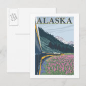 AlaskaRailroad en Fireweed Vintage Travel Briefkaart (Voorkant / Achterkant)