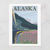 AlaskaRailroad en Fireweed Vintage Travel Briefkaart (Voorkant)
