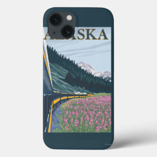AlaskaRailroad en Fireweed Vintage Travel iPhone 13 Hoesje