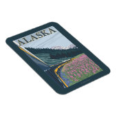 AlaskaRailroad en Fireweed Vintage Travel Magneet (Rechterzijde)