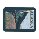 AlaskaRailroad en Fireweed Vintage Travel Magneet (Horizontaal)