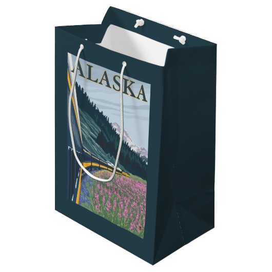 AlaskaRailroad en Fireweed Vintage Travel Medium Cadeauzakje (Voorkant Gekanteld)