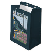 AlaskaRailroad en Fireweed Vintage Travel Medium Cadeauzakje (Achterkant Gekanteld)