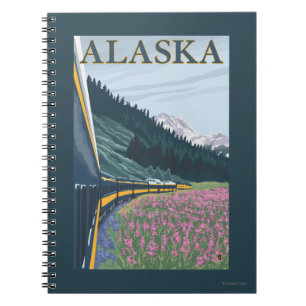 AlaskaRailroad en Fireweed Vintage Travel Notitieboek
