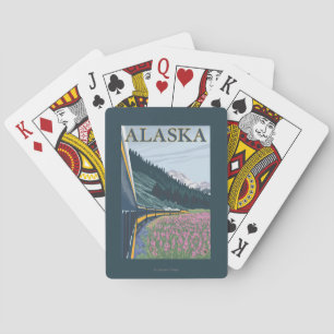 AlaskaRailroad en Fireweed Vintage Travel Pokerkaarten