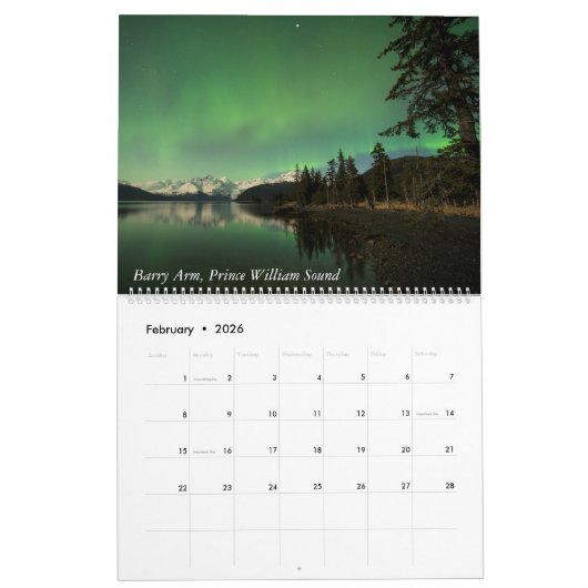 Alaska's Magische Prins William Sound Calendar Kalender (Feb 2026)