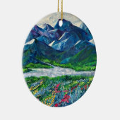 Alaska's Mountains en Firewed-ornament Keramisch Ornament (Rechts)
