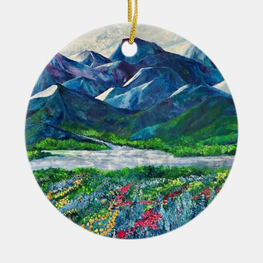 Alaska's Mountains en Firewed-ornament Keramisch Ornament (Voorkant)