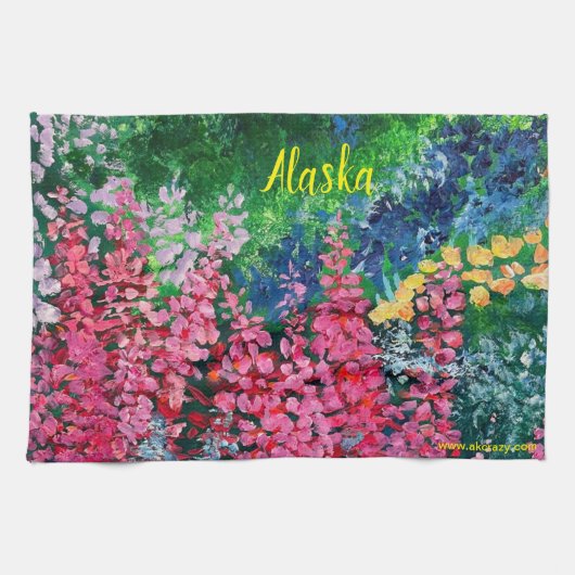 Alaska's Mountains & Fireweed Kitchen Towel Theedoek (Horizontaal)