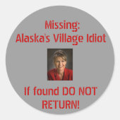 Alaska's Village Idiot Ronde Sticker (Voorkant)