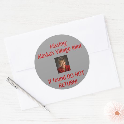 Alaska's Village Idiot Ronde Sticker (Envelop)