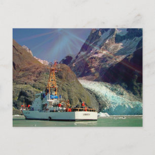 Alaskisch bergzicht met boot briefkaart