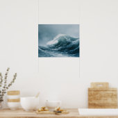 Alaskische Stormachtige Zeeën Aquarel Poster (Keuken)