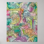 Alassio-Abstracte Geometrische Waterverf Art Poster (Voorkant)