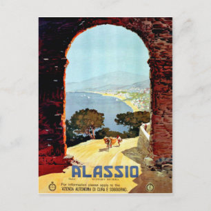 Alassio-kust, Italië, uitzicht vanaf de boog, vint Briefkaart