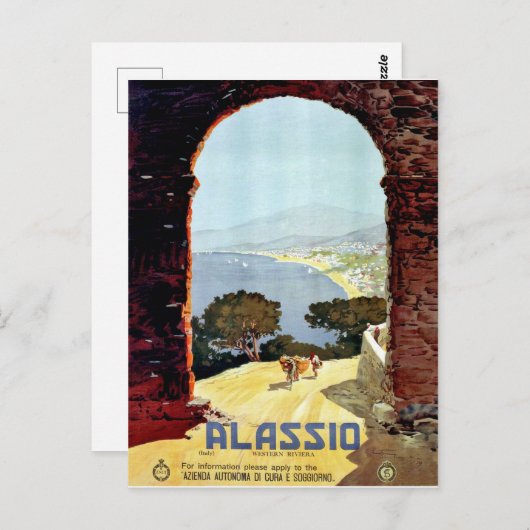 Alassiokust, Italië, uitzicht van de boog,  Briefkaart (Voorkant / Achterkant)