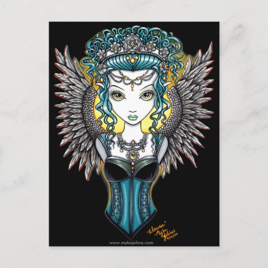 "Alaura" Gothic Guardian Angel Briefkaart (Voorkant)