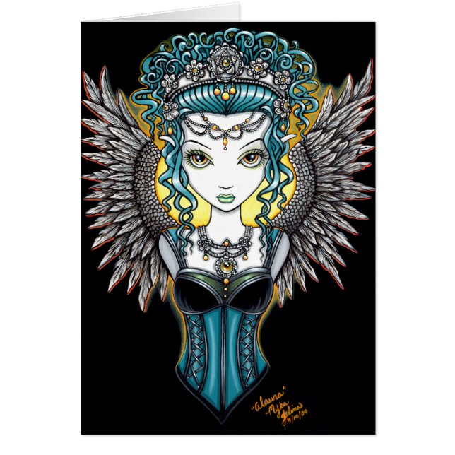 "Alaura" Gothic Guardian Angel Card (Voorkant)