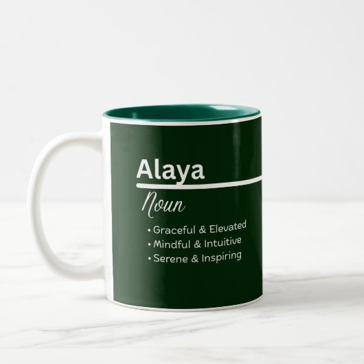 Alaya Personalized Name Coffee Mug Tweekleurige Koffiemok (Links)