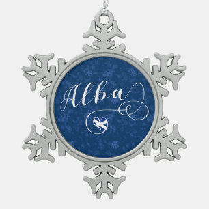 Alba Flag Heart, Schotland, Schots-Gaelic Tin Sneeuwvlok Ornament