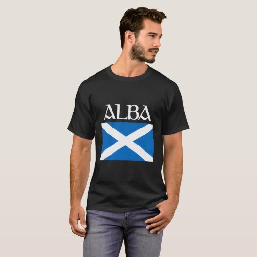 Alba Scotland Flag Leine Graphic Schots-Gaelisch P T-shirt (Voorkant volledig)