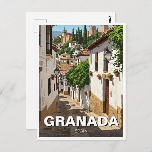 Albaicin Granada Spanje Reizen Briefkaart (Voorkant / Achterkant)