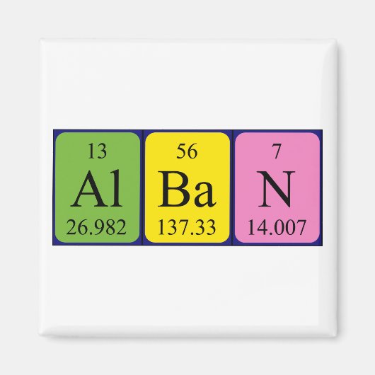 Alban periodieke table name magnet (Voorkant)