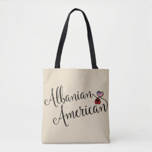 Albanees Amerikaans Ineengedraaid Harten Boodschap Tote Bag
