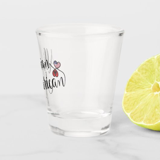 Albanees - Amerikaans verweven hart Shot Glas (Rechts)