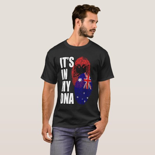 Albanees en Australisch mix DNA vlag erfgoed T-shirt (Voorkant volledig)