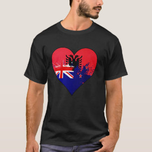 Albanees en Nieuw-Zeeland Mix Heritage Flag Heart T-shirt