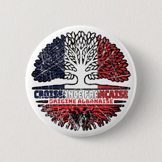 Albanees - frans - bosboomvlag ronde button 5,7 cm (Voorkant)
