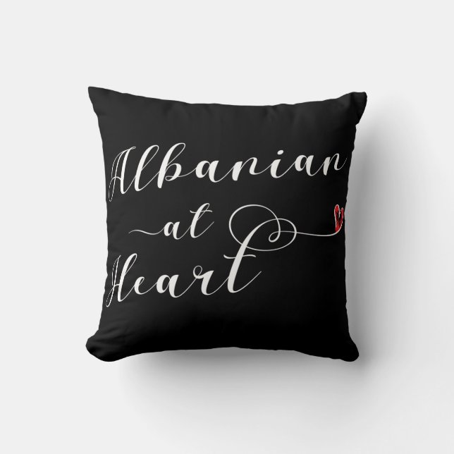 Albanees op Heart Throw Cushion, Albanië Kussen (Voorkant)
