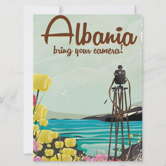 Albanees poster van het landschap vintage. (Voorkant)