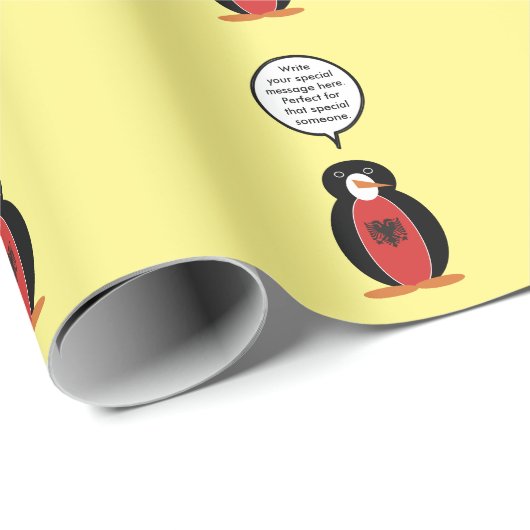 Albanees sprekend mevrouw Penguin gepersonaliseerd Cadeaupapier (Rol Hoek)