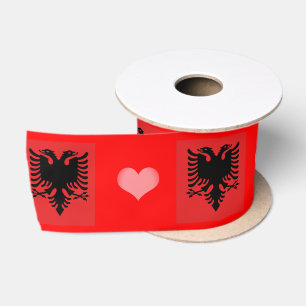 Albanees Vlag Lint, Hart, Liefde Albanië Satijnen Lint