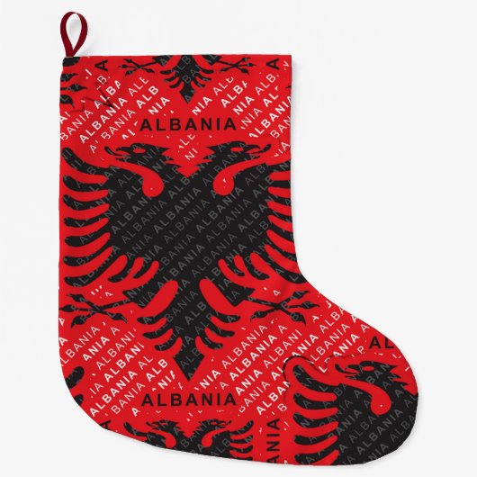 Albanees vlagpatroon 2 grote kerstsok (Voorkant)