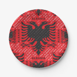 Albanees vlagpatroon 2 papieren bordje