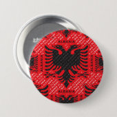 Albanees vlagpatroon 2 ronde button 7,6 cm (Voorkant /achterkant)